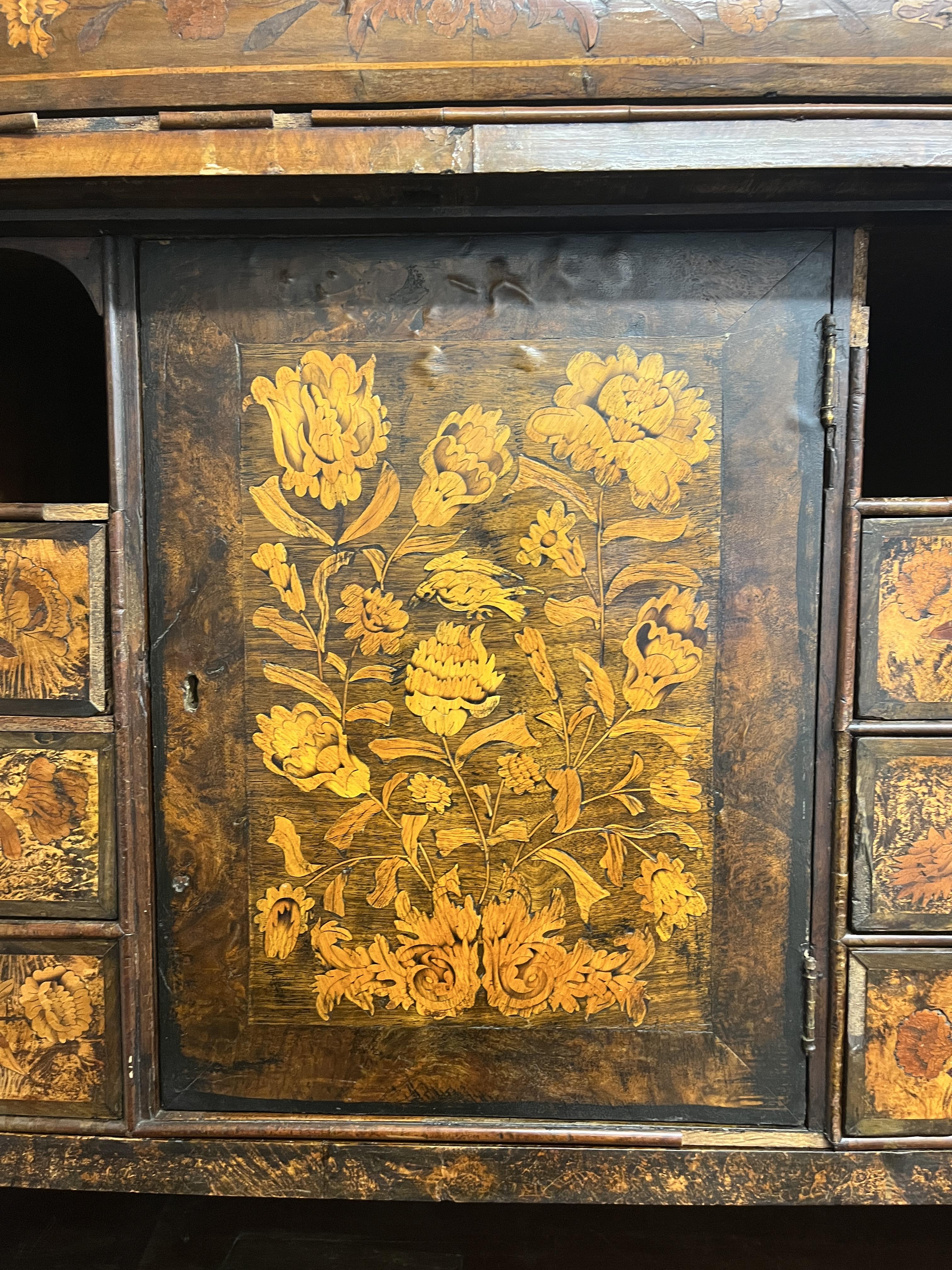 Early Dutch marquetry cabinet A/F - Approx size: W: 132cm D: 59cm H: 192cm - Image 9 of 25