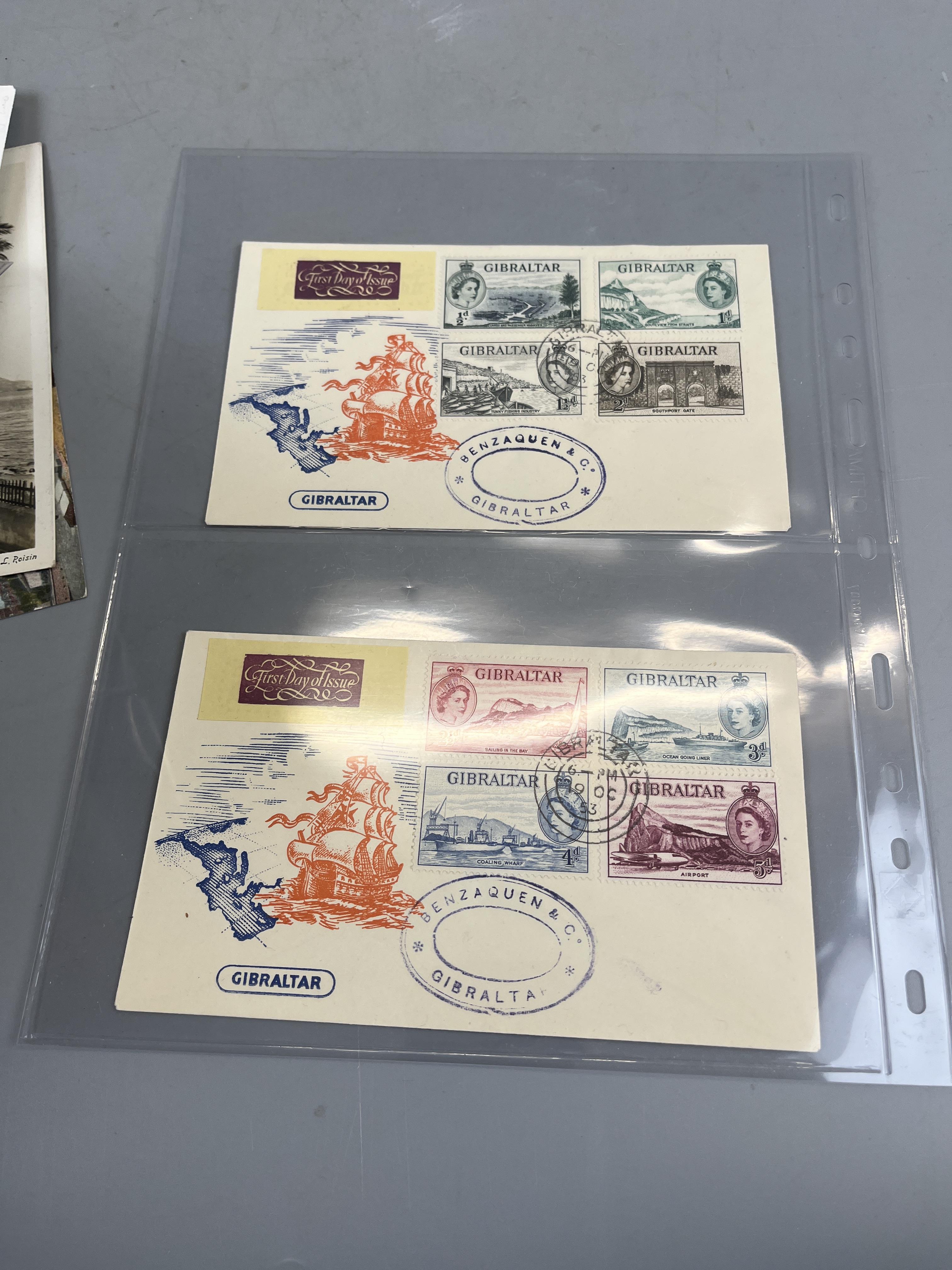Stamps - Gibralter. Range of covers and postcards including 1953 Defins on 4 FDCs - Image 7 of 7