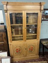 Pine display cabinet - Approx size: W: 116cm D: 40cm H: 197cm