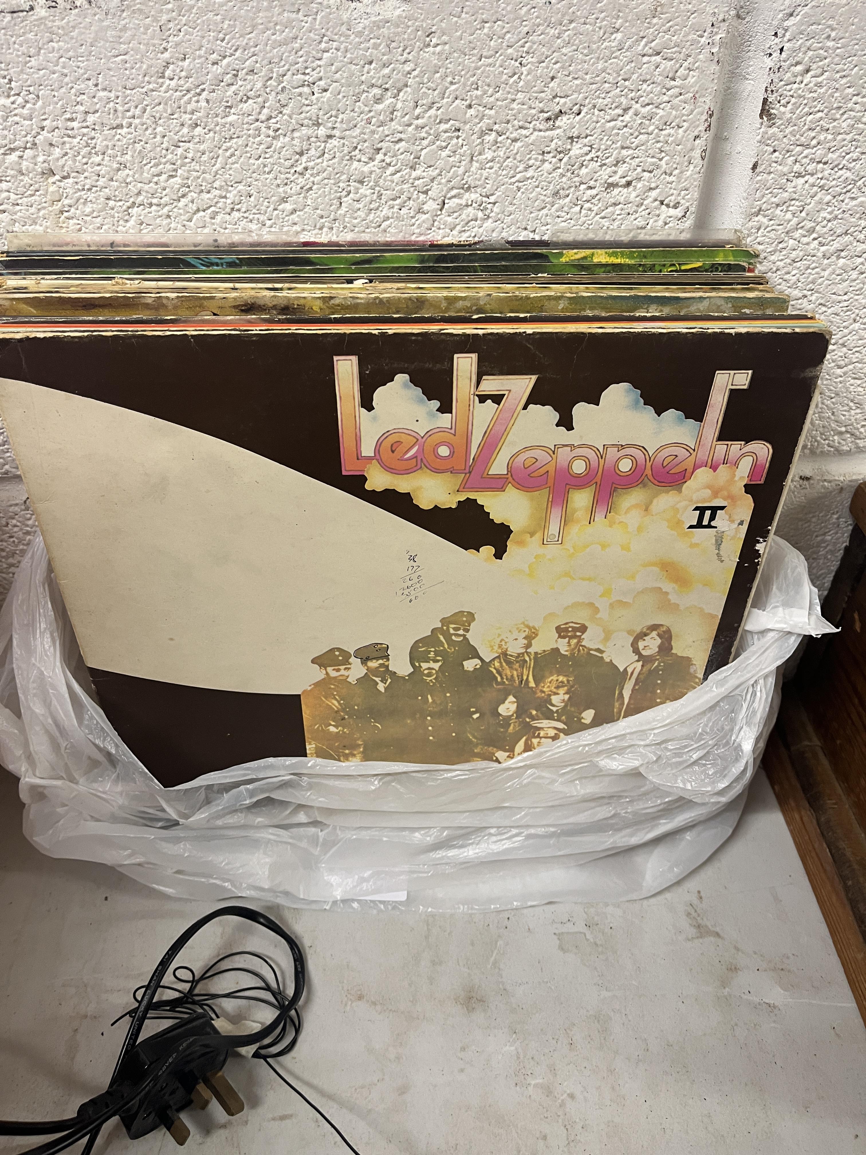 Record player together with a collection of records to include the Beatles and Led Zeppelin etc - Image 5 of 23