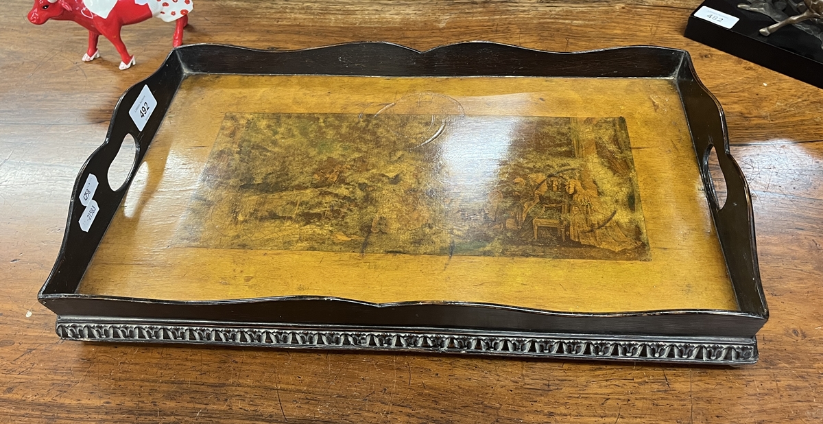 Antique galleried tray