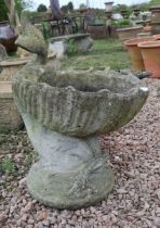 Stone dolphin birdbath