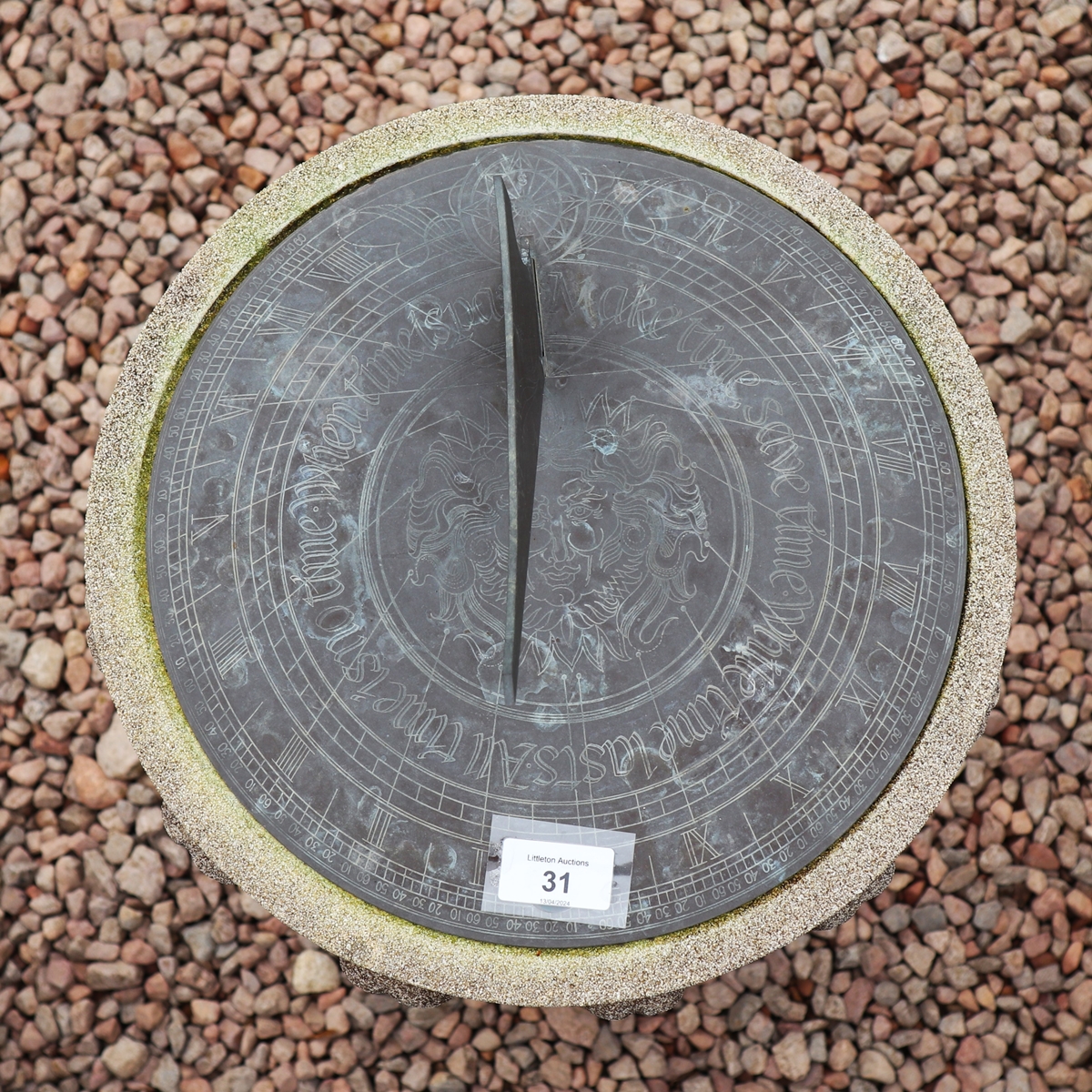 Stone pedestal sundial - Image 2 of 3