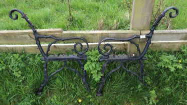 Pair of cast iron bench ends