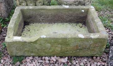 Old stone trough - Approx size: W: 71cm D: 43cm H: 22cm