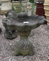 Low stone birdbath