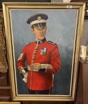 Oil on canvas of gentleman in military dress uniform signed Jean Deakin - Approx image size: 49cm