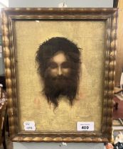 Framed image of Christ with crown of thorns