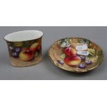 Royal Worcester hand painted fruit pin tray & posy vase with matching signatures