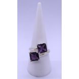 Silver and amethyst ring - Size P