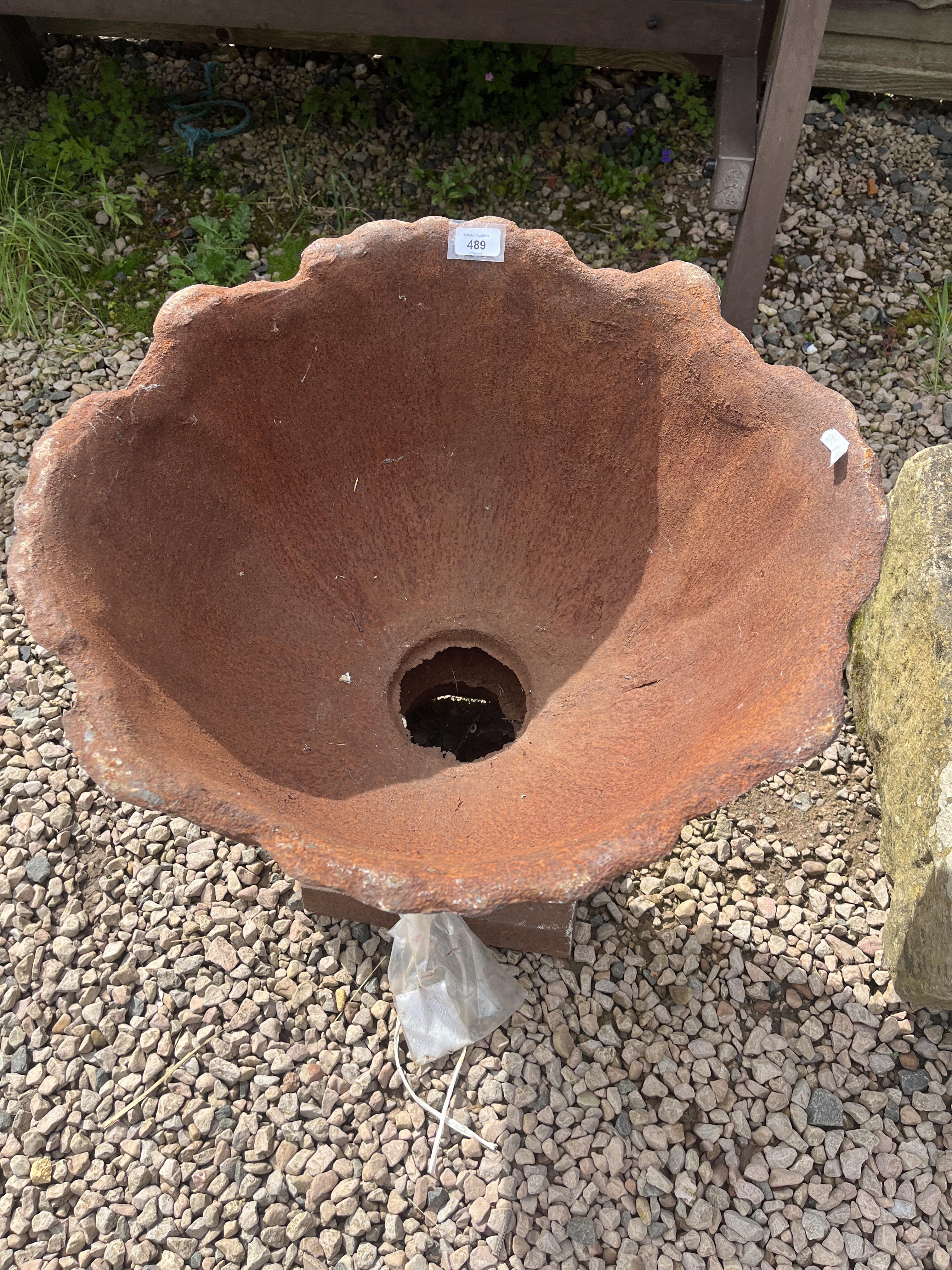 Large cast iron pedestal planter - Approx height: 62cm - Image 2 of 2