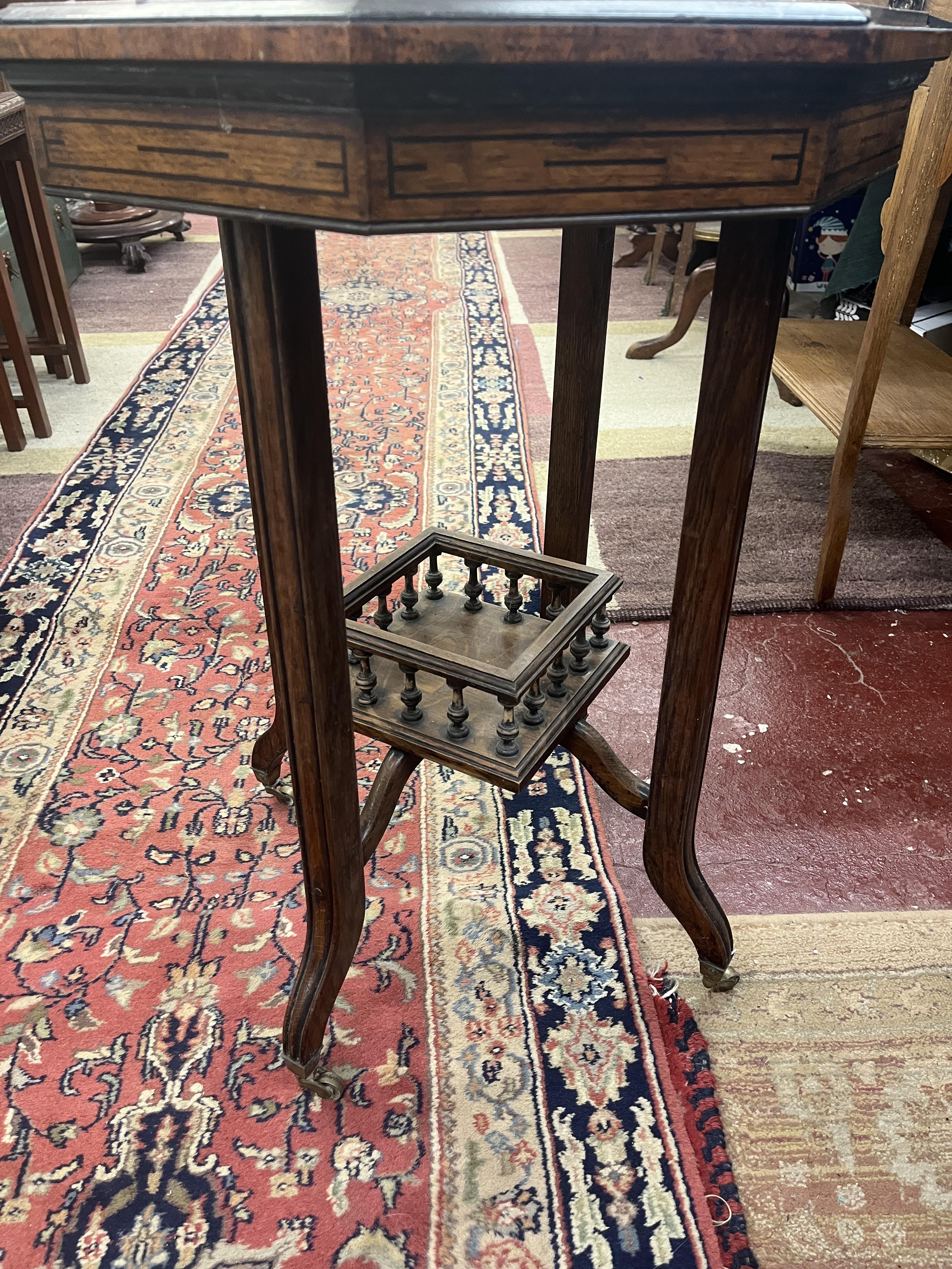 Octagonal 2 tier inlaid occasional table - Image 4 of 4
