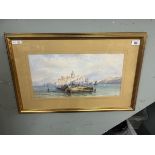 Watercolour by F Catano - Bay of Naples - Approx image size: 44cm x 23cm