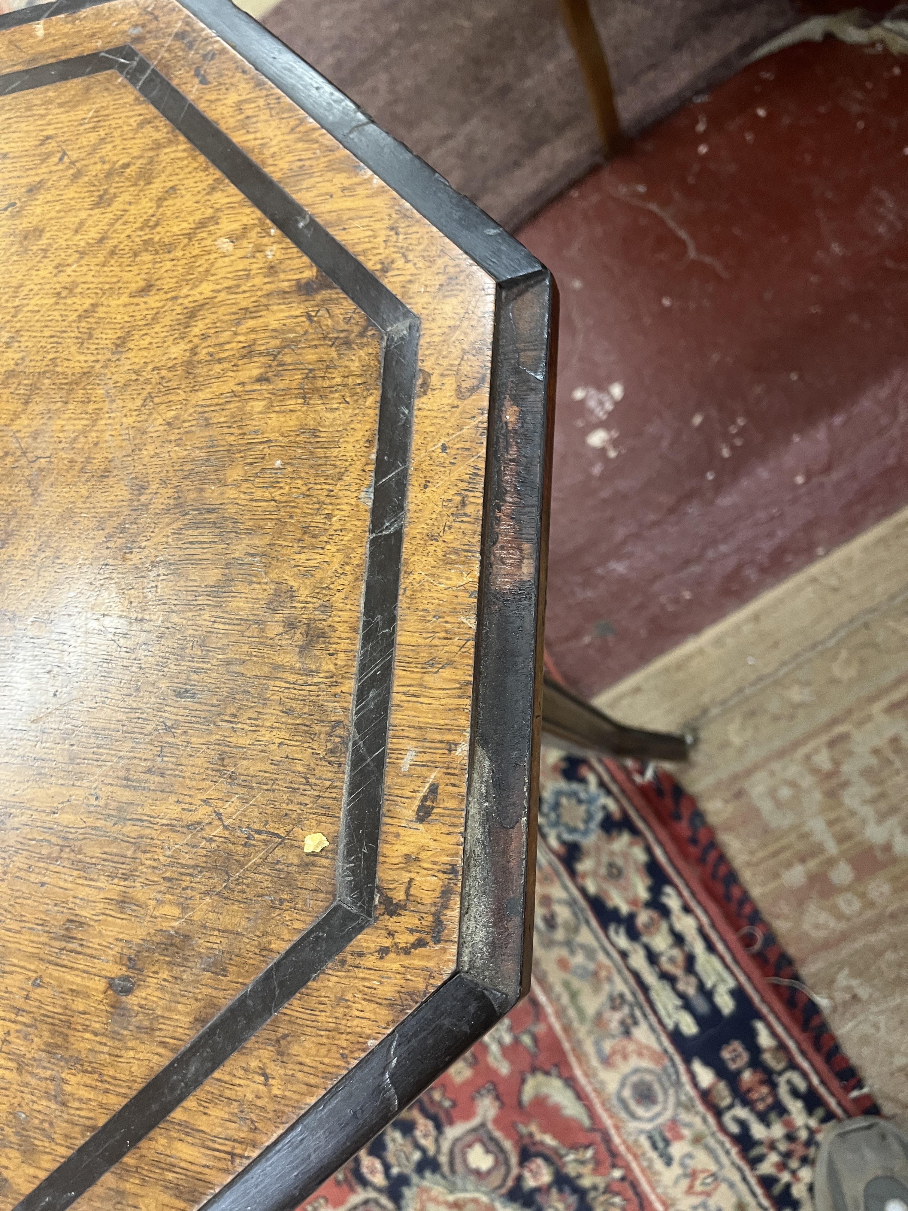 Octagonal 2 tier inlaid occasional table - Image 3 of 4