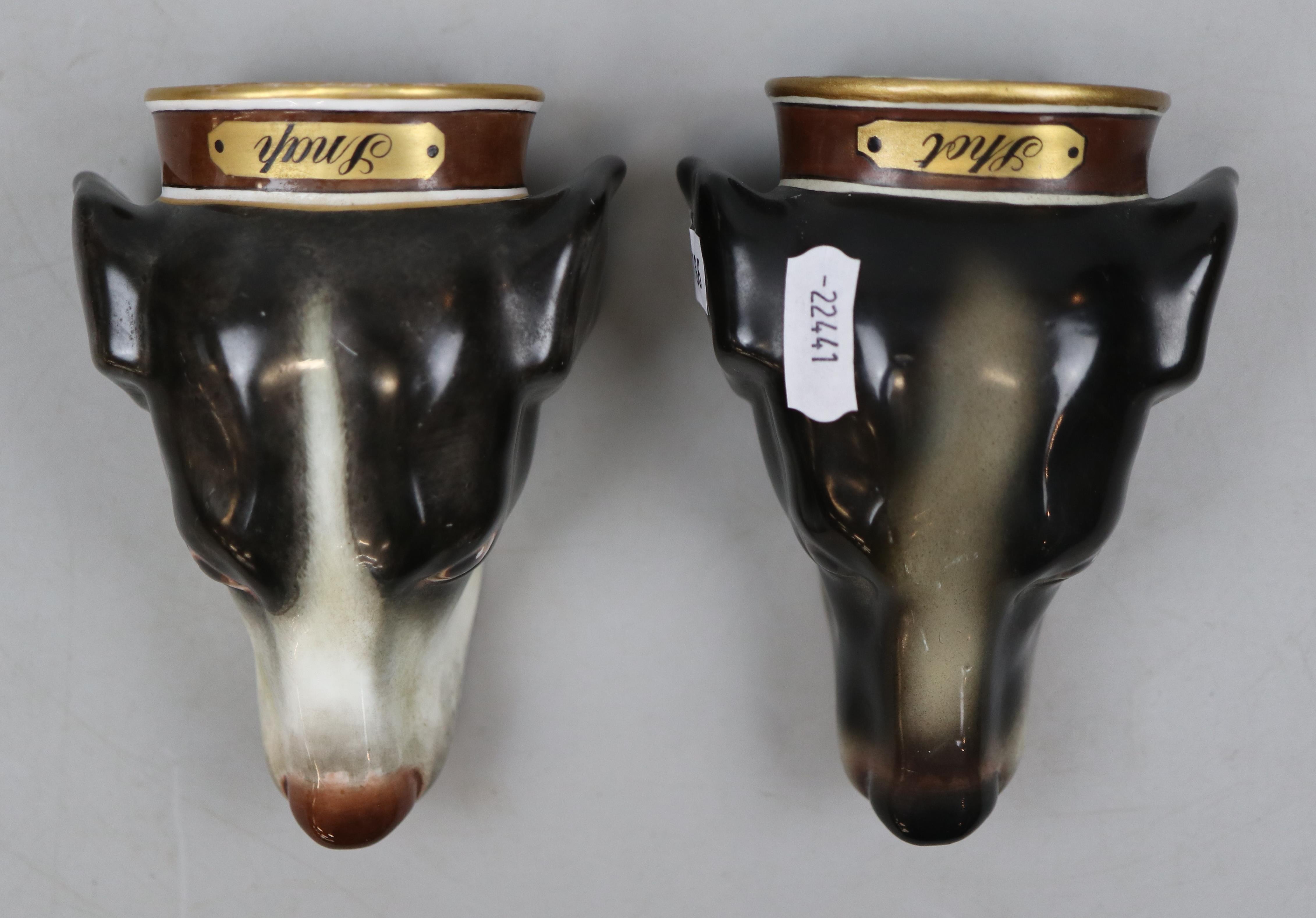 Pair of ceramic stirrup cups in the form of dogs - Image 4 of 5