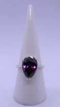 Silver and amethyst ring - Size N