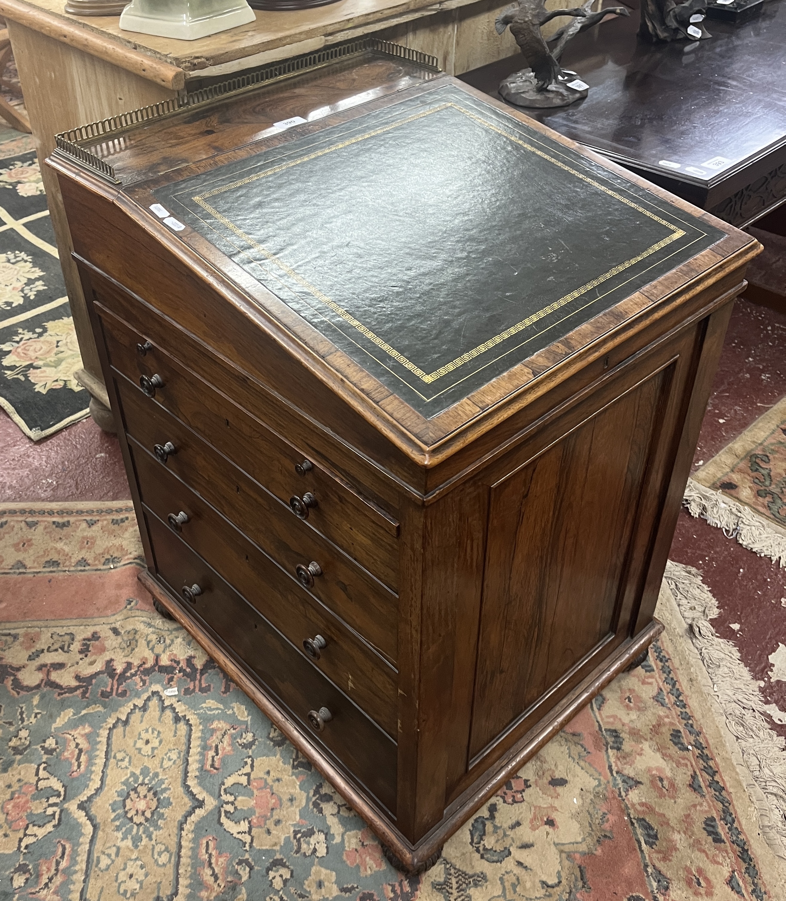 Rosewood sliding top Davenport Circa 1820 - Image 3 of 6