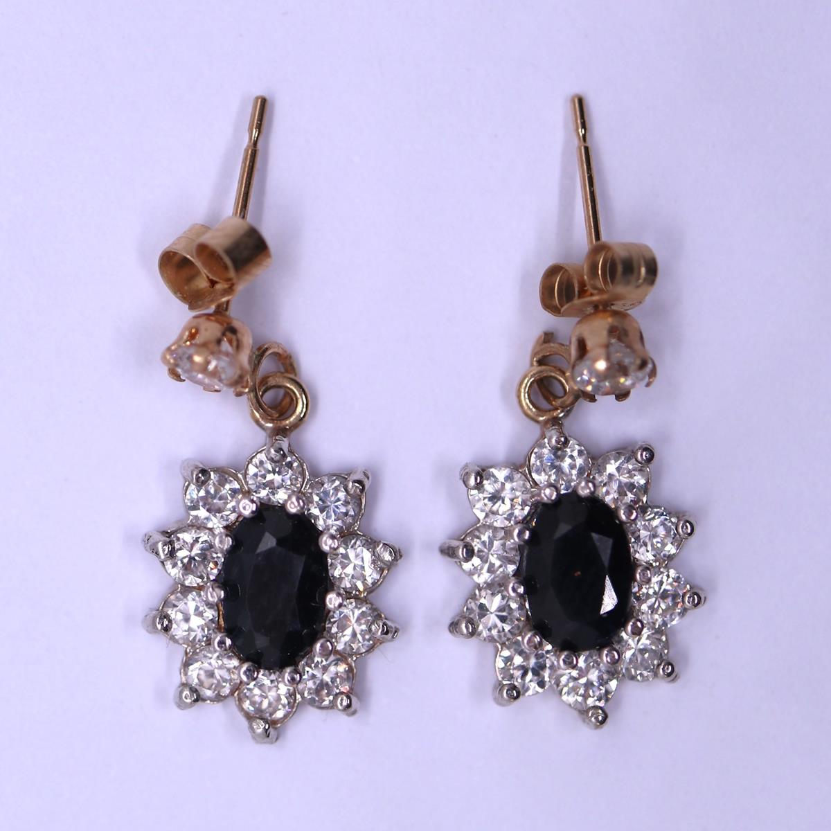 Pair of 9ct gold CZ earrings