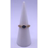 9ct gold sapphire & diamond ring - Size J