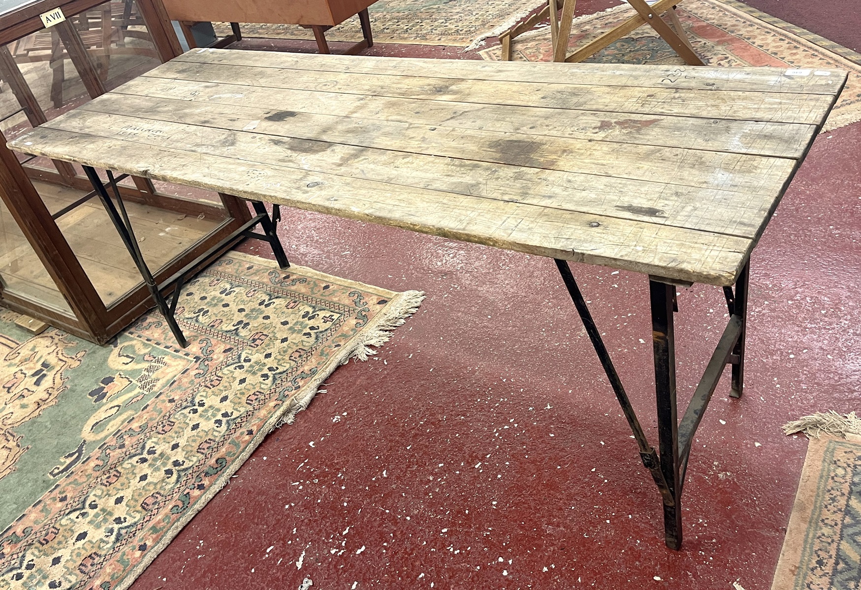 Vintage folding trestle table