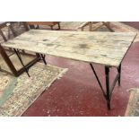 Vintage folding trestle table