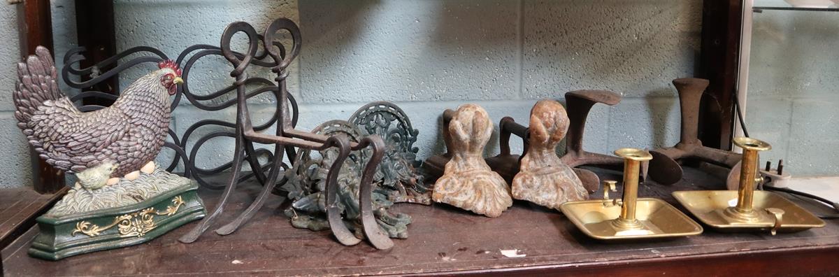 Collection of metalware to include door stops etc