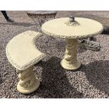 Circular stone garden table with bench