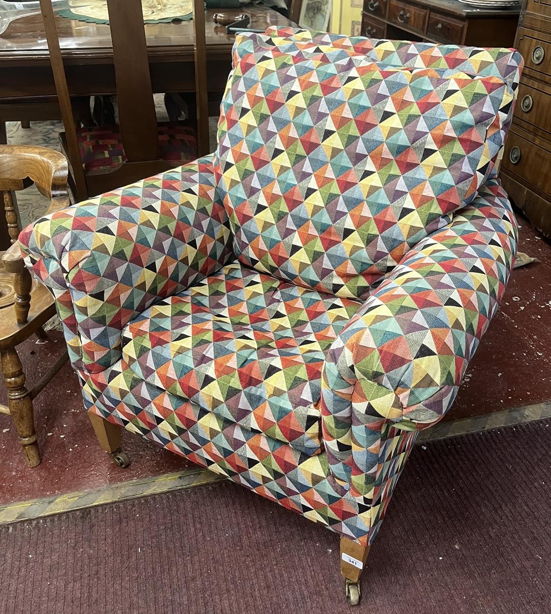 Small armchair geometric pattern upholstery