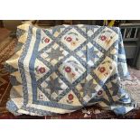 Large quilted patchwork bedspread - Approx 210cm x 210cm