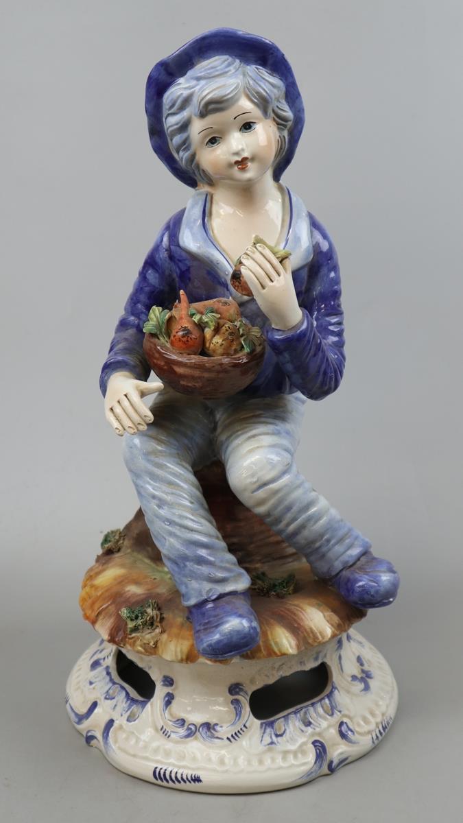 Large ceramic Capodimonte figure of a boy - Approx height: 45cm
