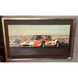 Framed oil on canvas of a Chevron B8 racing car signed D Troughton '83 - Approx 86cm x 53cm
