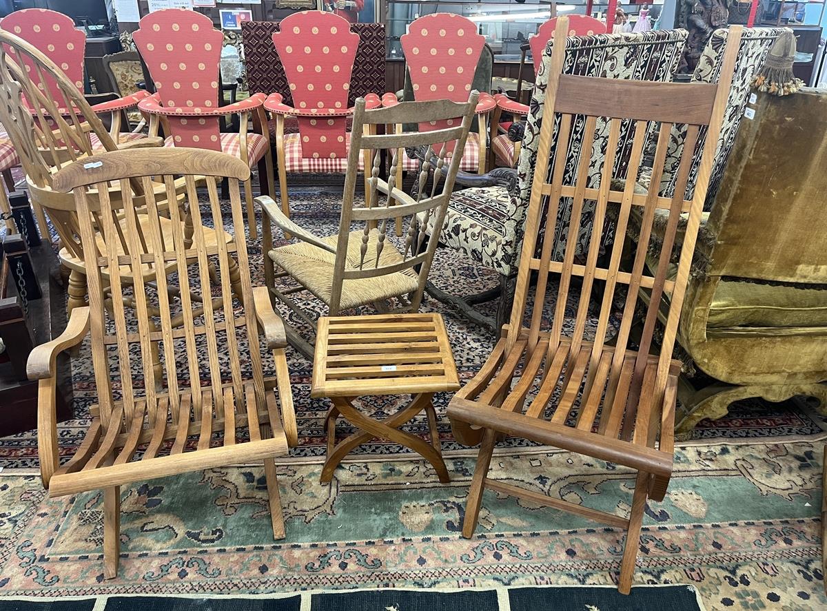 2 teak chairs & stool