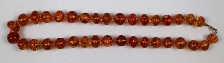 Amber necklace with silver clasp