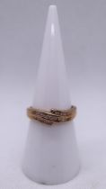 9ct gold channel set diamond ring - Size M