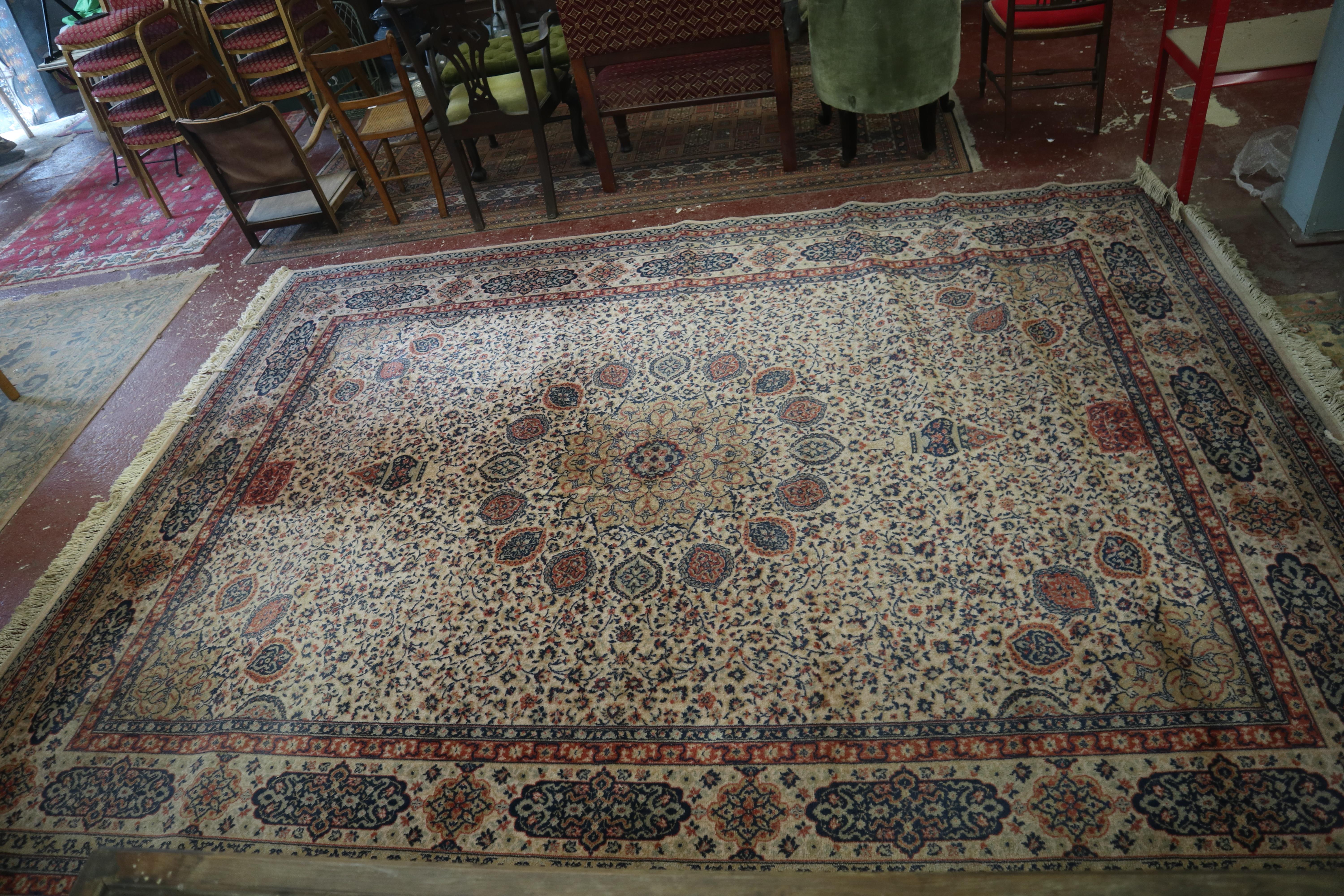 Large hand knotted patterned rug - Approx size: 370cm x 275cm - Image 2 of 4