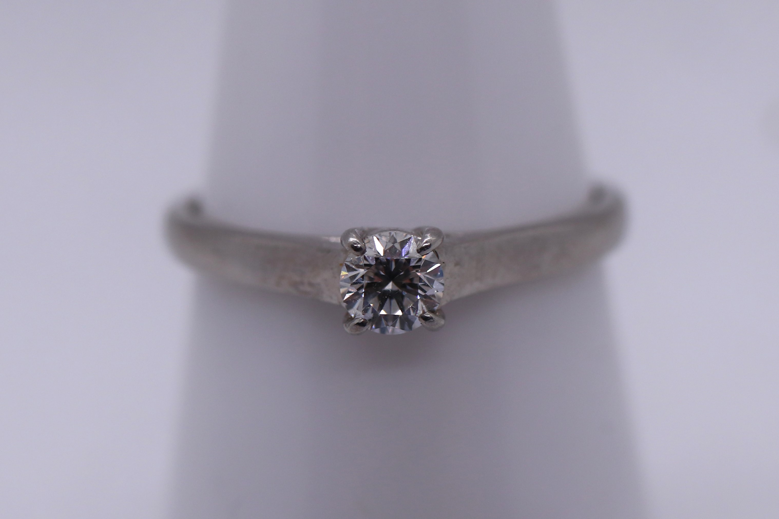 Platinum and diamond solitaire ring - Size N - Image 3 of 3