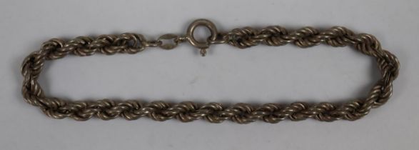 Hallmarked silver rope bracelet