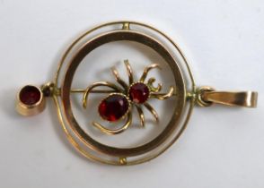 9ct gold spider pendent set with rubies