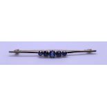 Antique 9ct white gold sapphire brooch