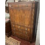 Antique inlaid secretaire chest - Approx size: W: 102cm D: 47cm H: 150cm