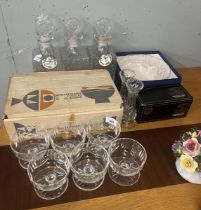 Collection of glass to include 3 decanters