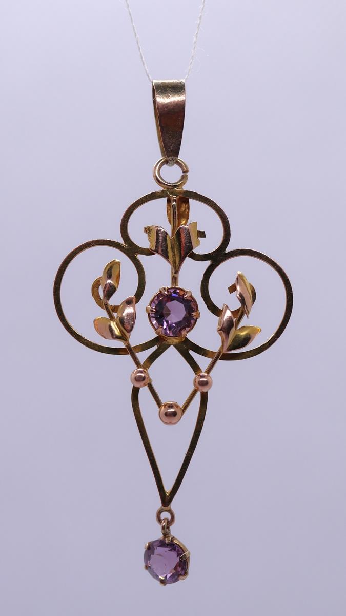 Antique 9ct gold and amethyst pendant