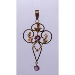 Antique 9ct gold and amethyst pendant