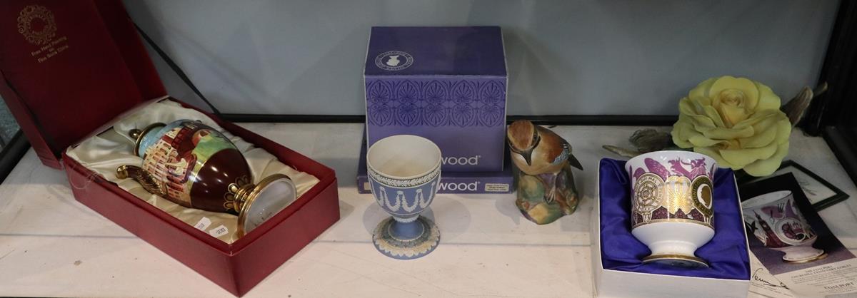 Collection of ceramics to include Churchill centenary goblet and handpainted Caverswall china L/E