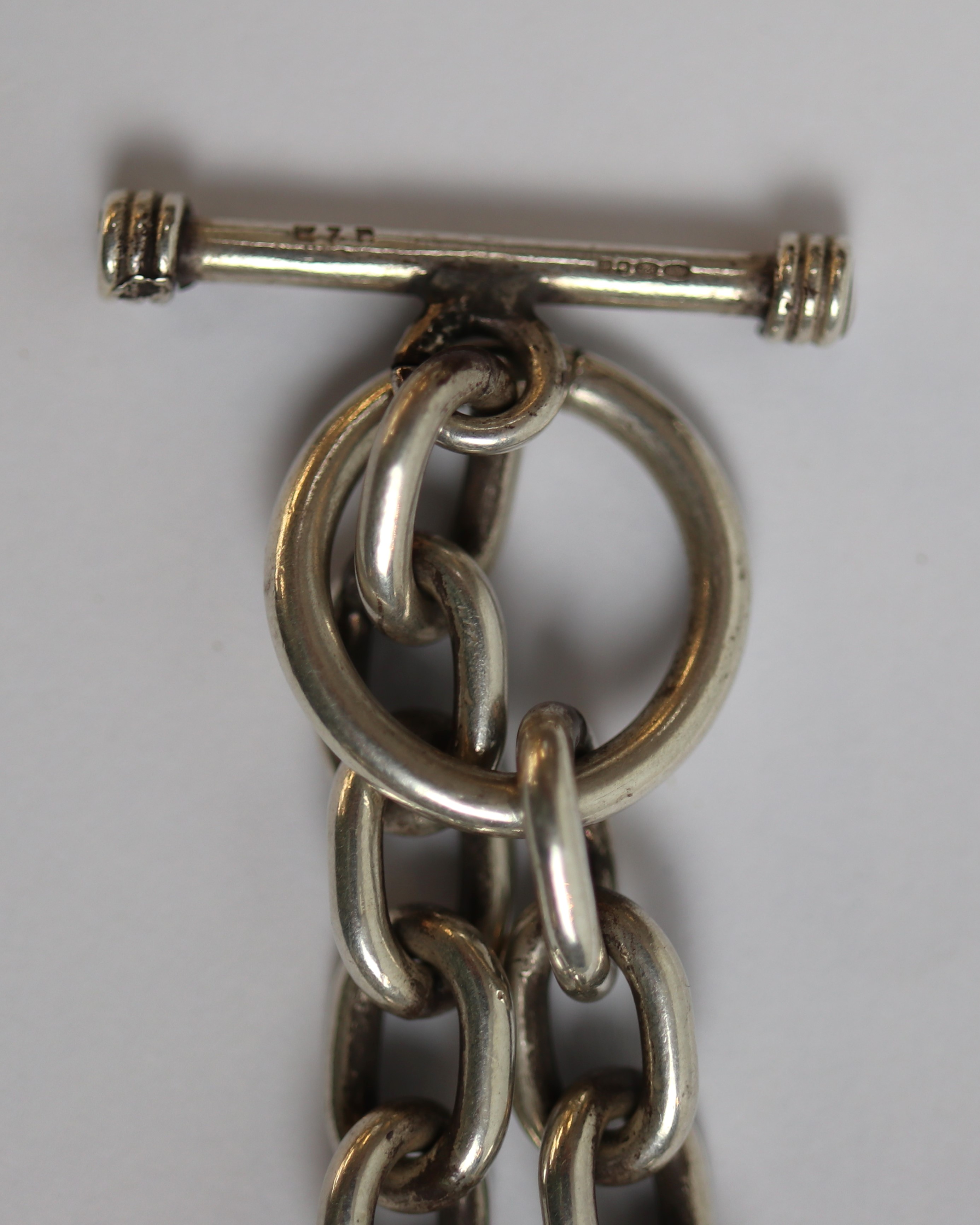 Hallmarked silver Albert chain - Image 2 of 2