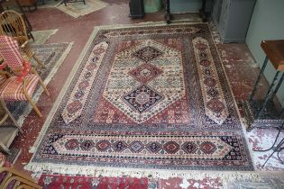 Large hand knotted patterned rug - Approx size: 370cm x 275cm