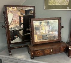 19th century vanity mirror together with a George the III 3 drawer vanity mirror