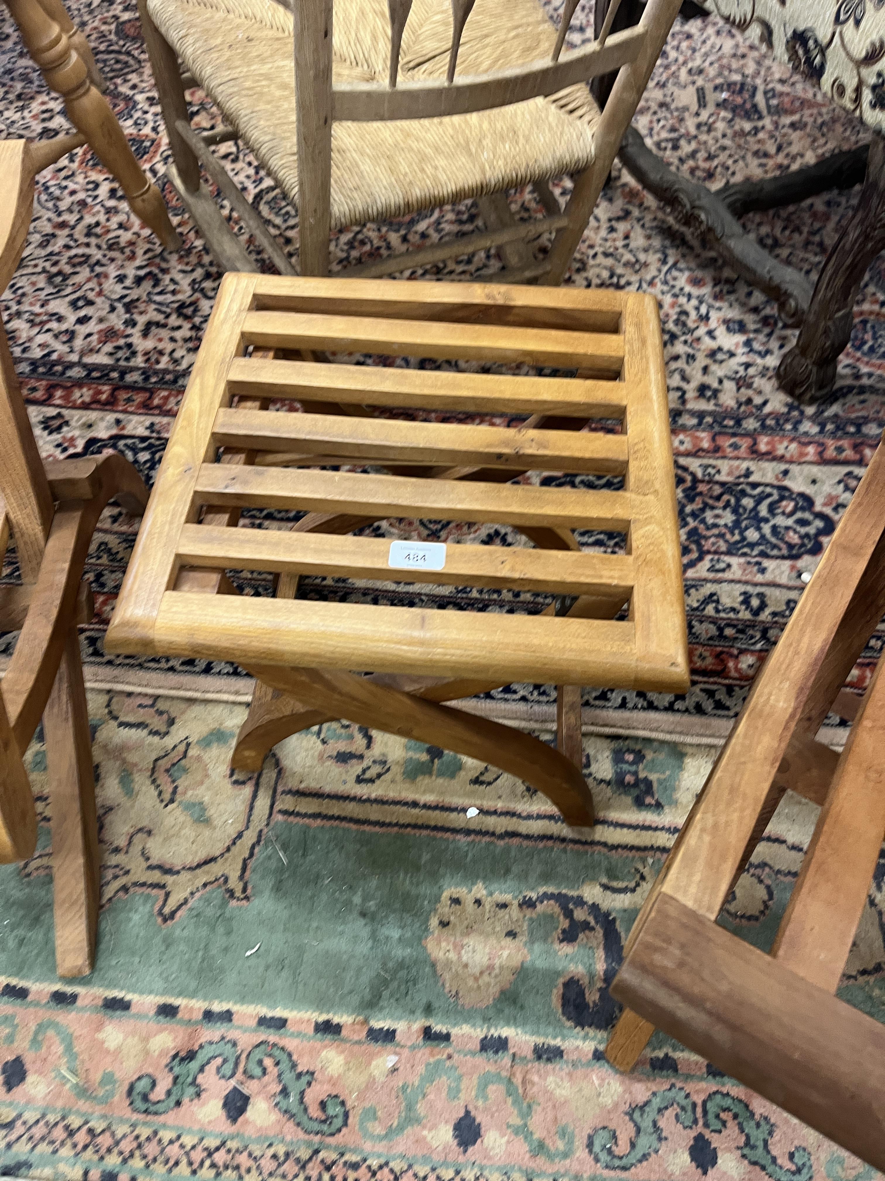 2 teak chairs & stool - Image 6 of 6