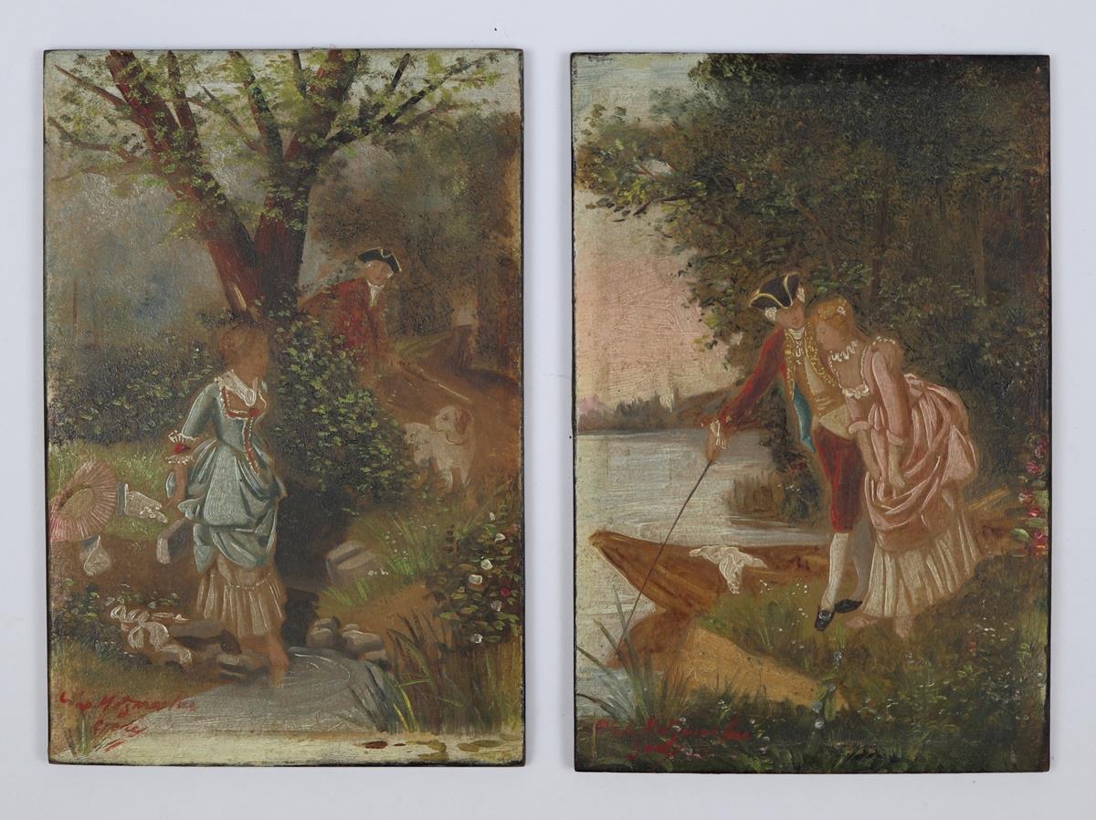 2 miniature oil paintings