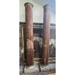 Pair of very tall wooden columns - Approx height: 252cm